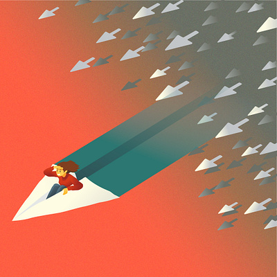 Where To adventure click contrast destination drawing illustration illustrator mouse paper plane plane red orange texture