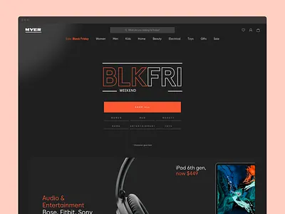 Black Friday Homepage — Myer blackfriday ecomm fashion home landingpage ux