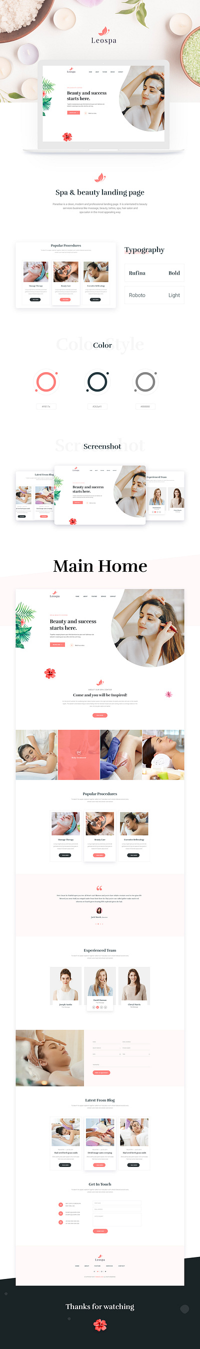 Leospa -Spa Onepage PSD Template (Freebie) agency clean creative design download free freebie gym psd salon spa