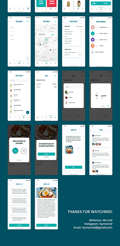 KOOKERS - Food videos, recipes & groceries checkout cook cooking finance food food app illustration illustrator map maps mobile app order pantry recipe recipe app shipping ui ui design ui kit user interface