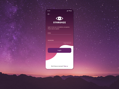 Daily UI Challenge - StarGaze Login Screen app dailyui galaxy login design login form login screen stars uidesign