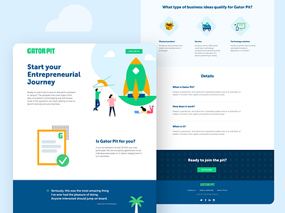 Gator Pit Homepage cartoon clean web design florida fun gator homepage idea illustration kids modern rocket tree ui web design web designer webdesign