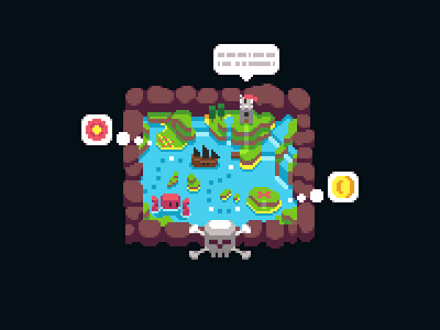 Pirate Adventure adventure game illustration island minimal pirate pixel pixel art rpg sea