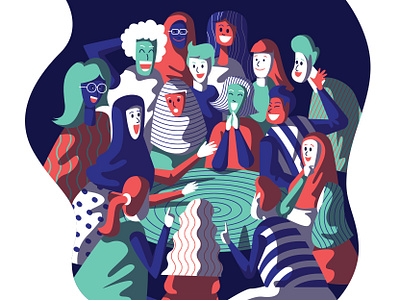 Retrouvaille friendship gathering graphic design happy illustration people reunion ui