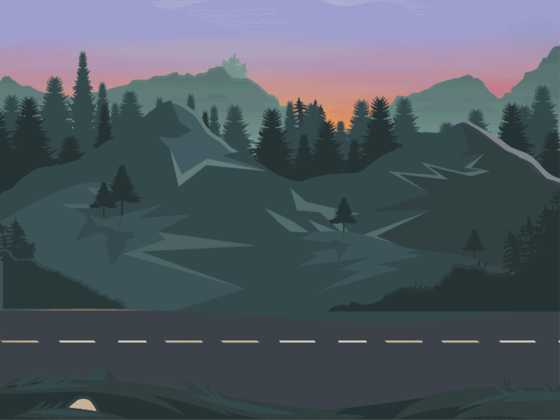 2D Motion_Picnic Tour animation design bus creative design designoftheday illustration illustration art motion mountain nature picnic pine tree sunrise vector
