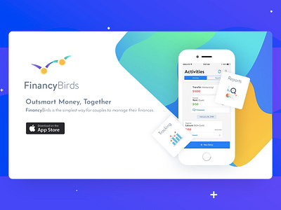 FinancyBirds - Landing couple expense management expense expense management finance financybirds flat homepage ios landing minimal money money app reports tracking ui ux web