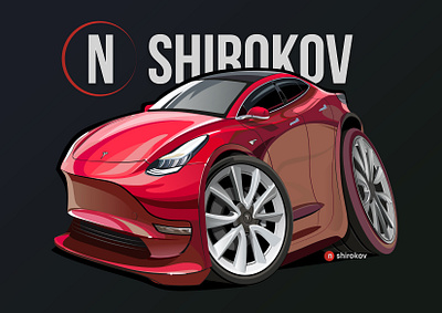 The cartoon of Tesla Model 3 electriccar elonmusk model tesla teslaenergy teslamodel3 teslamodels teslamodelx teslamotors