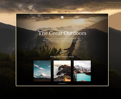 The Great Outdoors | Webdesign adobexd concept explore landscape nature outdoor outdoors photography photoshop travel ui webdesign