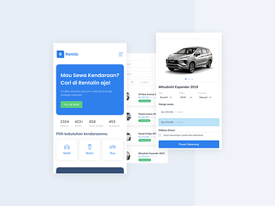 Rent App (mobile web) app design card cards lists mobile web rent ui uidesign web design website