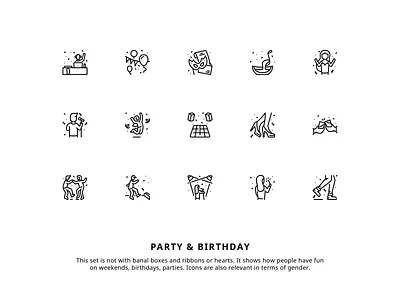 Party iconset birthday boy celebration character cheerful dance dj drink funny girl icons iconset illustrtion man people sing woman