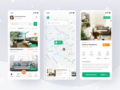 Property App app booking buy card clean debut holiday ios location mobile profile property real estate rent responsive sell ui