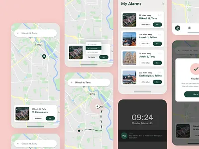 Wake up this is your stop! alarm app design app ui cards cards ui iot location map mobile product design product designer ui ui design ui designer user interface ux ux design ux designer visual design visual designer