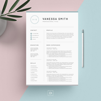Word Resume & Cover Letter clean resume cover cover design creative resume curriculum vitae cv cv template letter modern modern resume professional resume resume template template