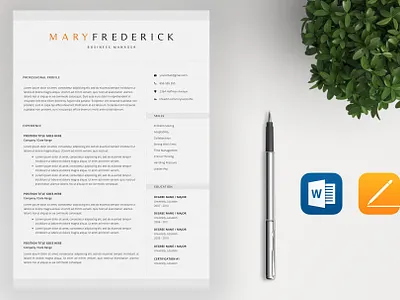 Elegant Resume Template / 4 Pages clean resume creative resume cv template download download psd elegant elegant fonts elegant seagulls free modern modern resume professional resume resume template template