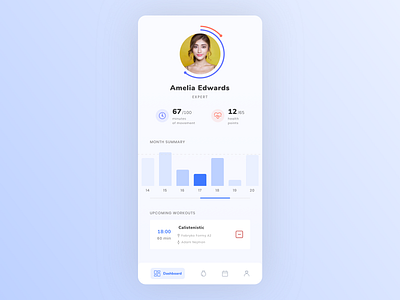 Gym app dashboard [concept] app app design clean dashboard fitness fitness app fitness dashboard goals gym gym app mobile mobile app statistics stats user user profile workout workout app workout tracker workouts