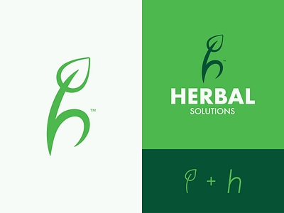 Herbal Solutions design green h letter h logo herbal icon identity leaf logo logos mark organic