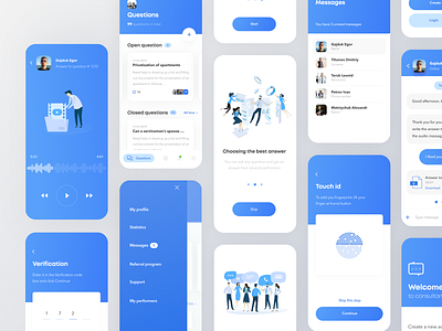 Consultant android app design blue boro clean concept illustration interface interfaces ios material minimal onboarding ui ux