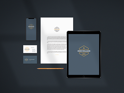 Stationery Scene PSD Mockup a4 paper business card free free psd freebies ipad mockup phone psd showcase stationery stationery mockup tablet