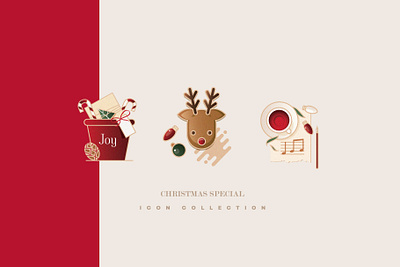 Christmas special icon collection christmas carol christmas gift christmas icons gingerbread deer graphic resources green icon set illustration red vector icons xmas