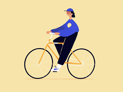 New Bike bicycle bike cap character cycling drawing flat illustration