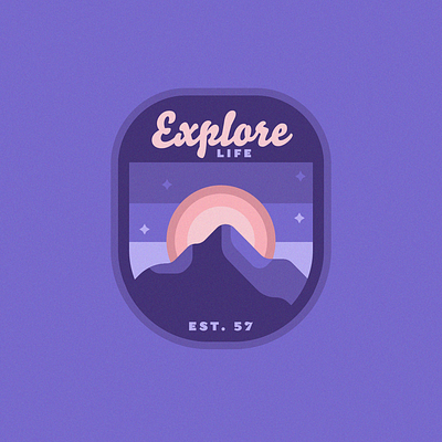 Explore Life adventure badge exploration explore flat flat illustration flatdesign hills illustration landscape landscapes moon mountain nature outside stars