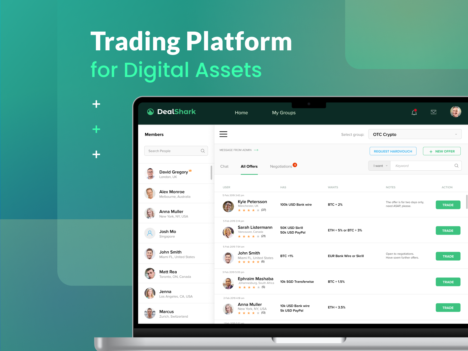DeelShark - OTC & P2P Trading Platform bitcoin btc crypto crypto app crypto exchange crypto trading cryptocurrency cryptocurrency exchange cryptocurrency trading eth finance fintech hedge funds otc trading p2p trading trading usdc usdt ux uxdesign
