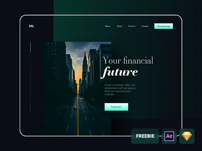 Financial website - freebie ae after effect animation dark design file finacial finance freebie homepage light sketch typography ui ux video webdesign website