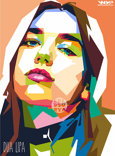 WPAP Dua Lipa POPART digital dualipa illustration illustrations illustrator popart portrait vector vector illustration wpap