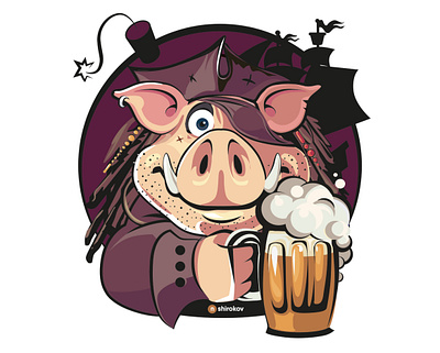 This is a figure of pig in the style of Jack sparrow pirate captainamerica captainjacksparrow caricature cartoon illustration jack sparrow pirate pirate ship