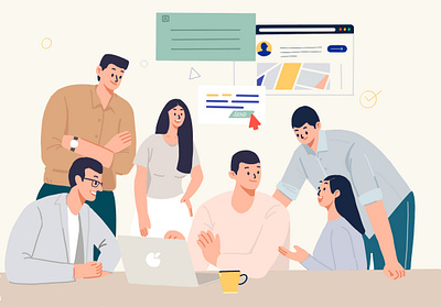 Communicate attend a meeting attend a meeting banner communicate girl illustrations meet people ui 插画