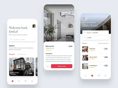 Booking flow: Boutique hotels android app booking boutique clean designer flow hotel hotels iphone minimal mobile ui uiux ux