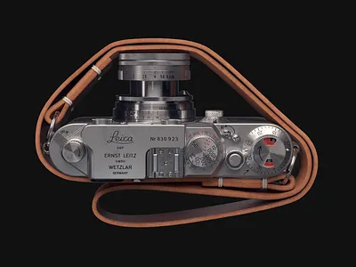Leica IIIf (3d) 3d c4d camera leather leica metal visualization vray