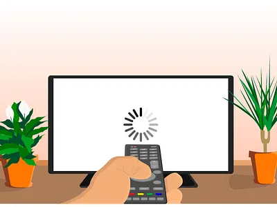 tv loading controller design illustration loading screen plant illustration tv app