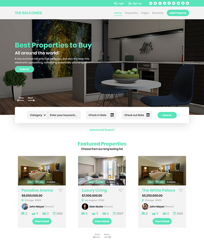 Real Estate & Hotel Landing Page buy buying checkin checkout design dribbble home hotel app landing page real estate real estate agency real estate agent realistic search ui ui ux uidesign uiuxdesign web