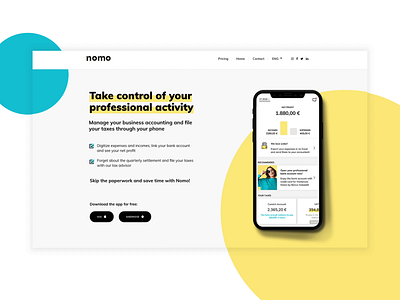 Landing - Nomo app banking design digital finance freelance innocells landing webdesign website
