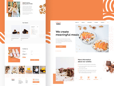 YARO - Landing page cacao candy chocolate dates design fit fitness healthy healthyfood landing oil orange ui ux vegan woman yaro