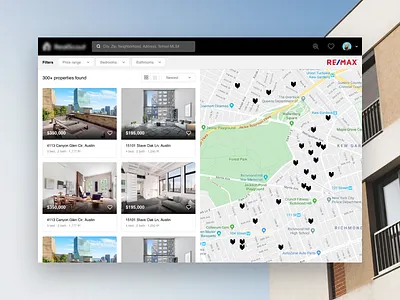 Search Property listing map pins property realestate search web website