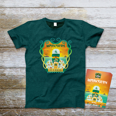 Maskern Aloha t-shirt and flyers aloha beach beer art beer label hops illustration sky sunset tshirt vector