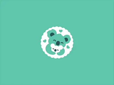 Koala love baby child childcare circular cute emblem illustration koala logo love mama mom mother negative space parent sweet