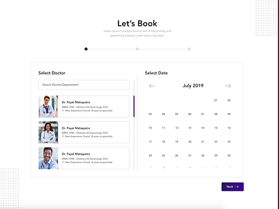 Doctor booking booking form calendar doctor interaction design interactive steps timeline uidesign user interface ux website design