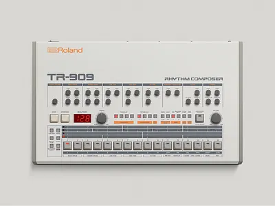 Roland TR–909 illustration photoshop vector