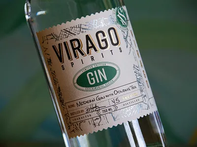 Virago Spirits Experimental Series craft emboss foil label liquor map stamp travel