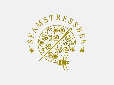 seamstressbee flower badge bee branding circles elder flower flower geometric logo magic minimal modern needle pollen seamstress sewing shapes thread vintage