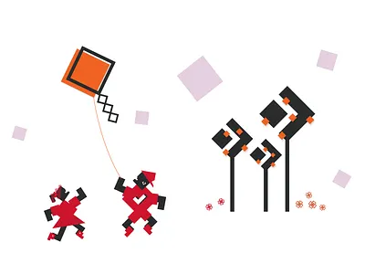 Illustration - We care about our world art direction art director branding environment design flat illustration geometric design geometric illustration happiness happy children illustration illustration art kite modern trees illustration