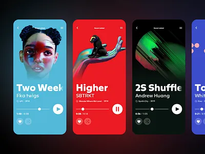Music Player App app color colors cover design flat interface ios minimal mobile mobile design music player sketch streaming typography ui ux