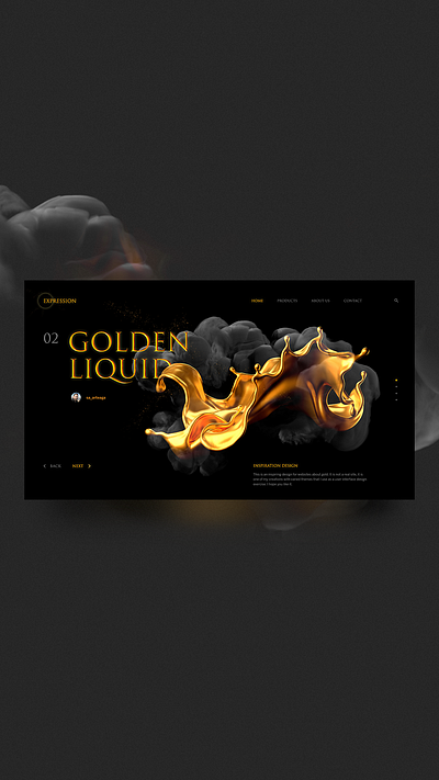 Expression dank gold graphic design inspiration interaction interface interface design landing landingpage liquid liquid motion luxury template uidesign web web design website