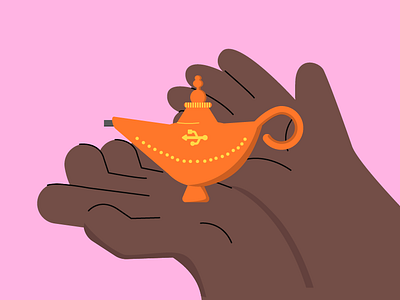 Make a wish 2d design flat genie genius hand illustration illustrator