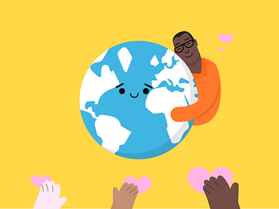 Love 2d earth flat illustration love