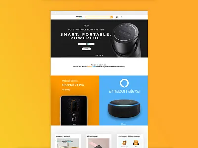 Amazon Redesign alexa amazon amazon mobile app amazon redesign animation concept design ecommerce home page interaction design landing page oneplus 7t rebranding redesign shop ui ui ux uiux web app webdesign website design