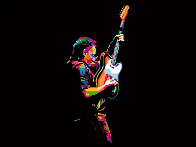 Bruce Springsteen art artwork bruce springsteen colorful guitarist illustration music popart wpap